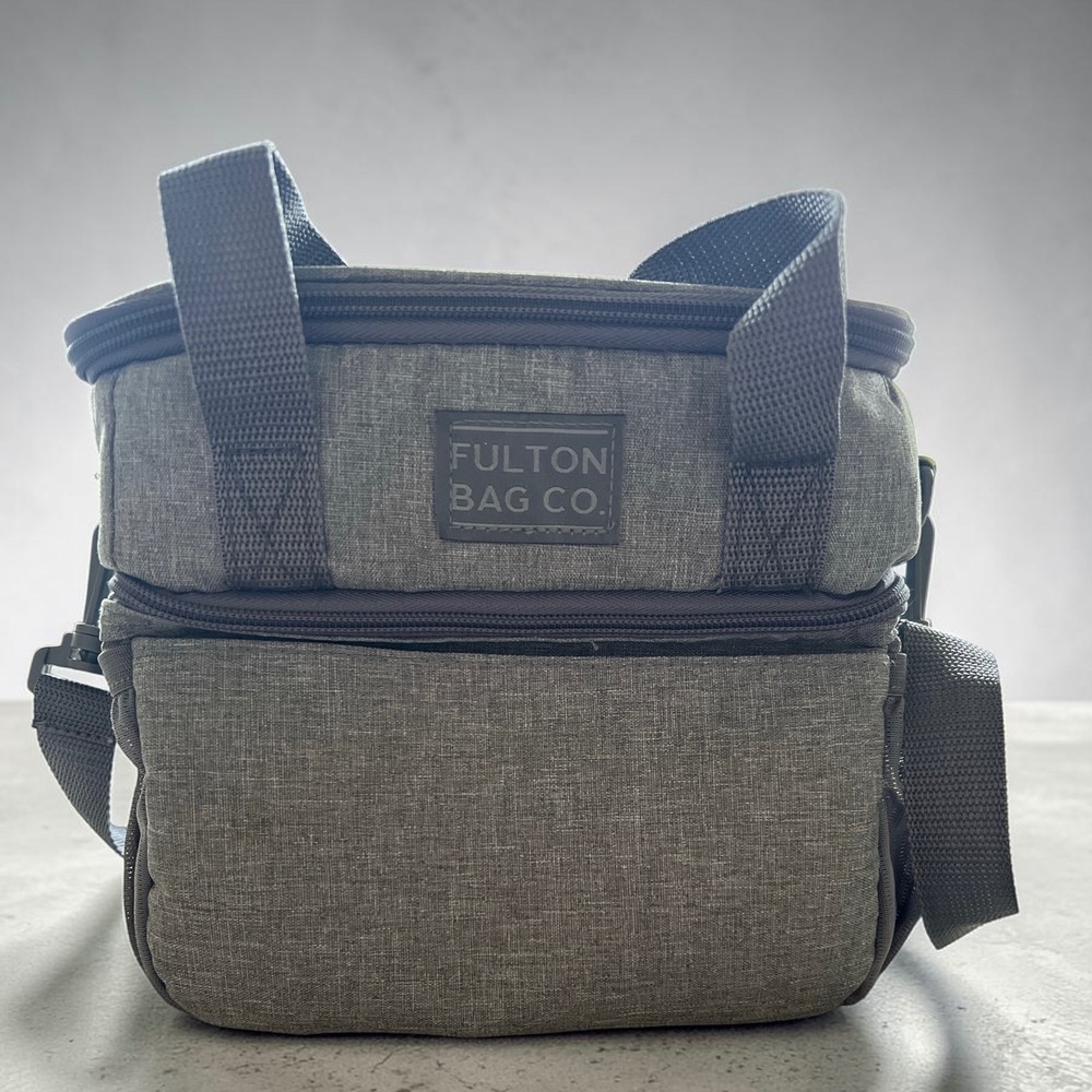 Fulton Bag Co Dual Compartment Insulated Lunch Bag Gray Cooler Shoulder Strap‎